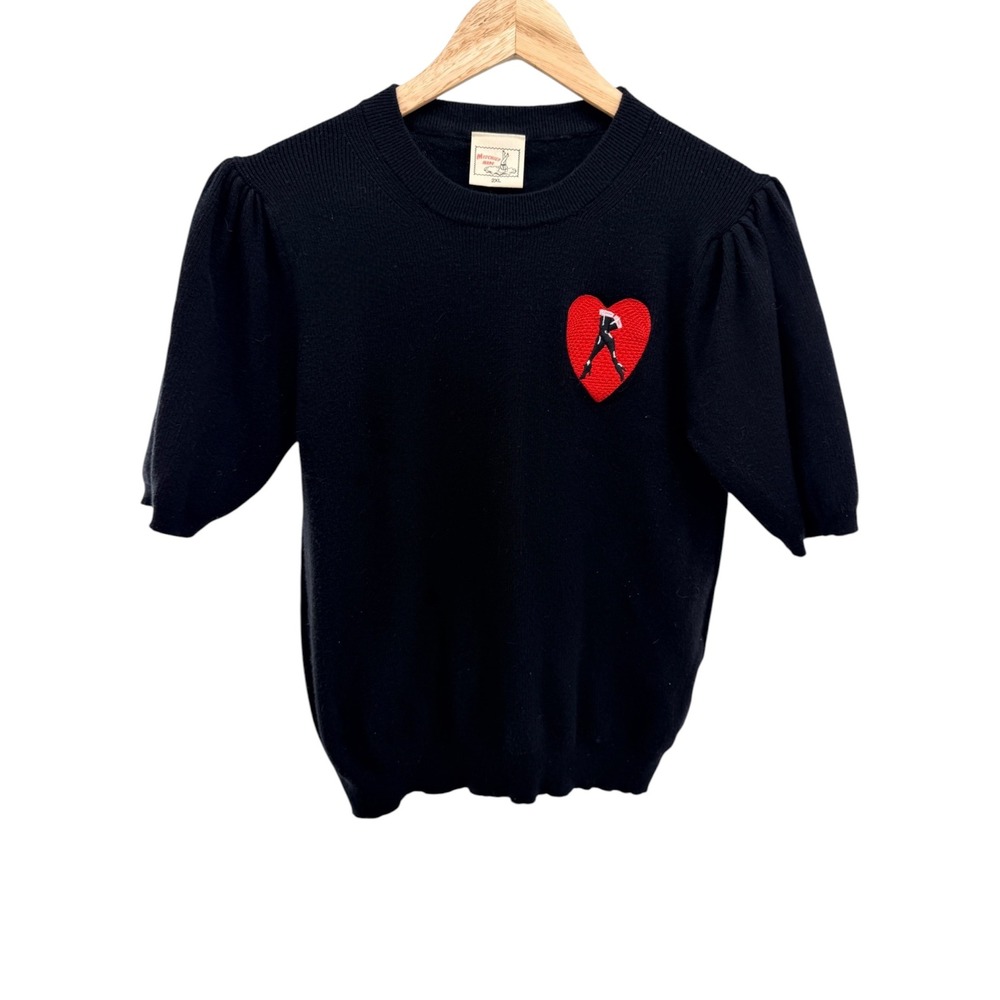 Mischief Made Captive Heart Pinup Short Sleeve Sweater 2XL Retro Rockabilly